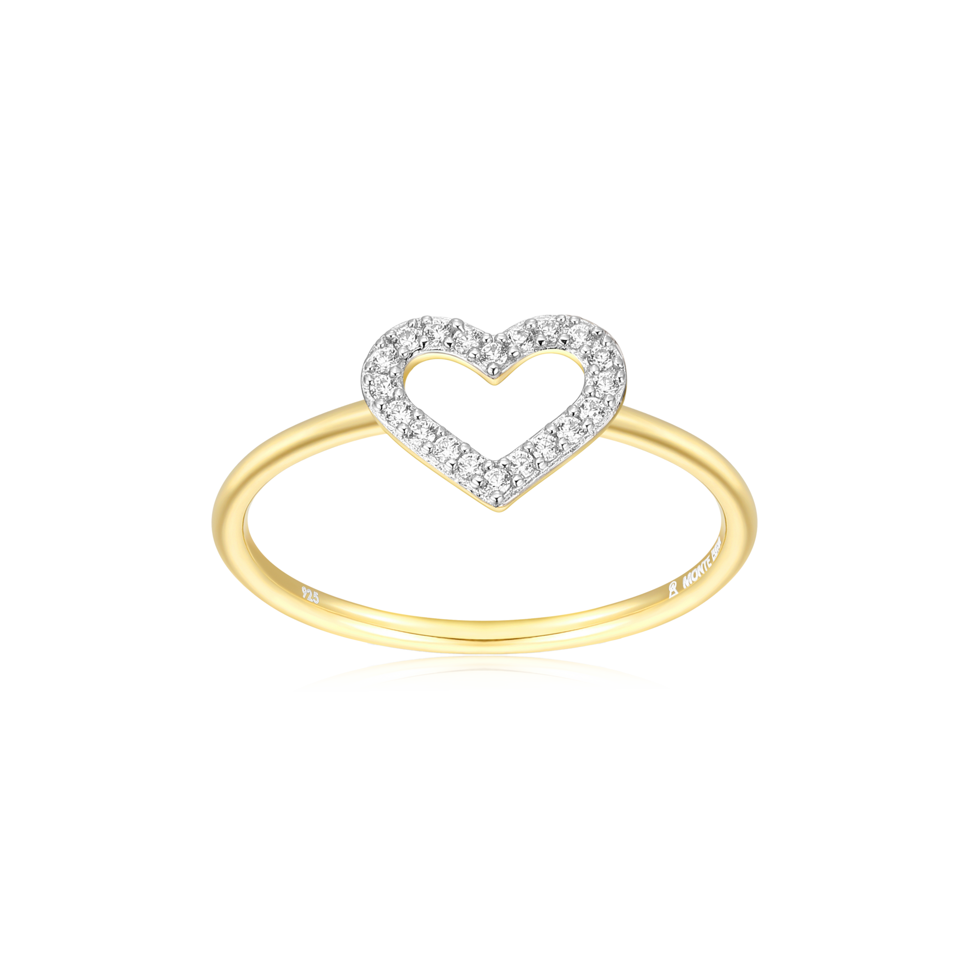 Open Heart Stackable Ring in 14K Yellow Gold-Plated Sterling Silver | M by Monte Luna