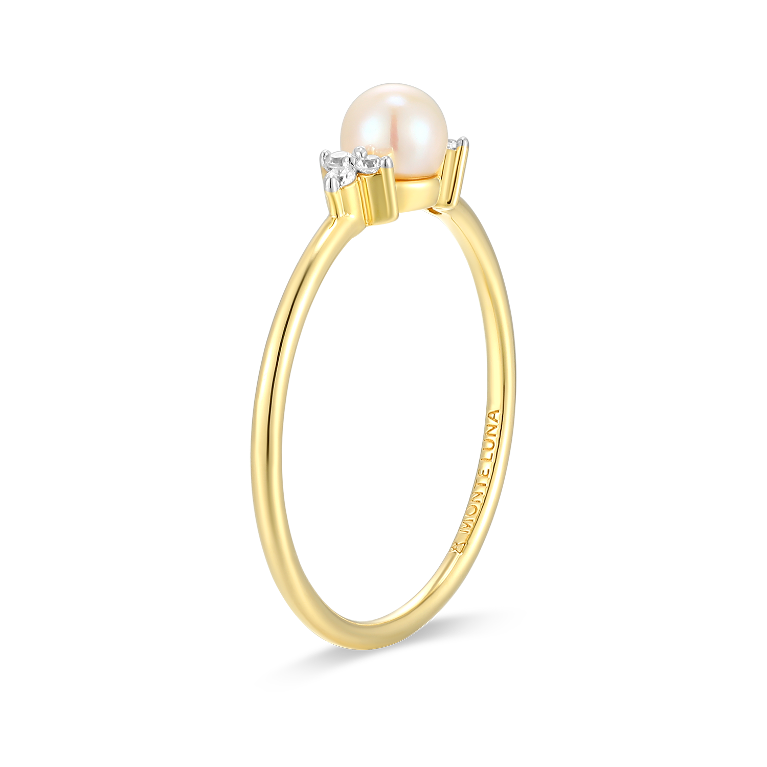 Genuine Pearl & Lab-Created Diamond Cluster Ring in 14K Gold & Rhodium-Plated Sterling Silver | M by Monte Luna