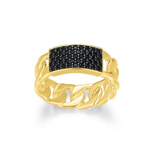 UR0119 - Links Genuine Black Sapphire Cuban Chain Ring | ethos