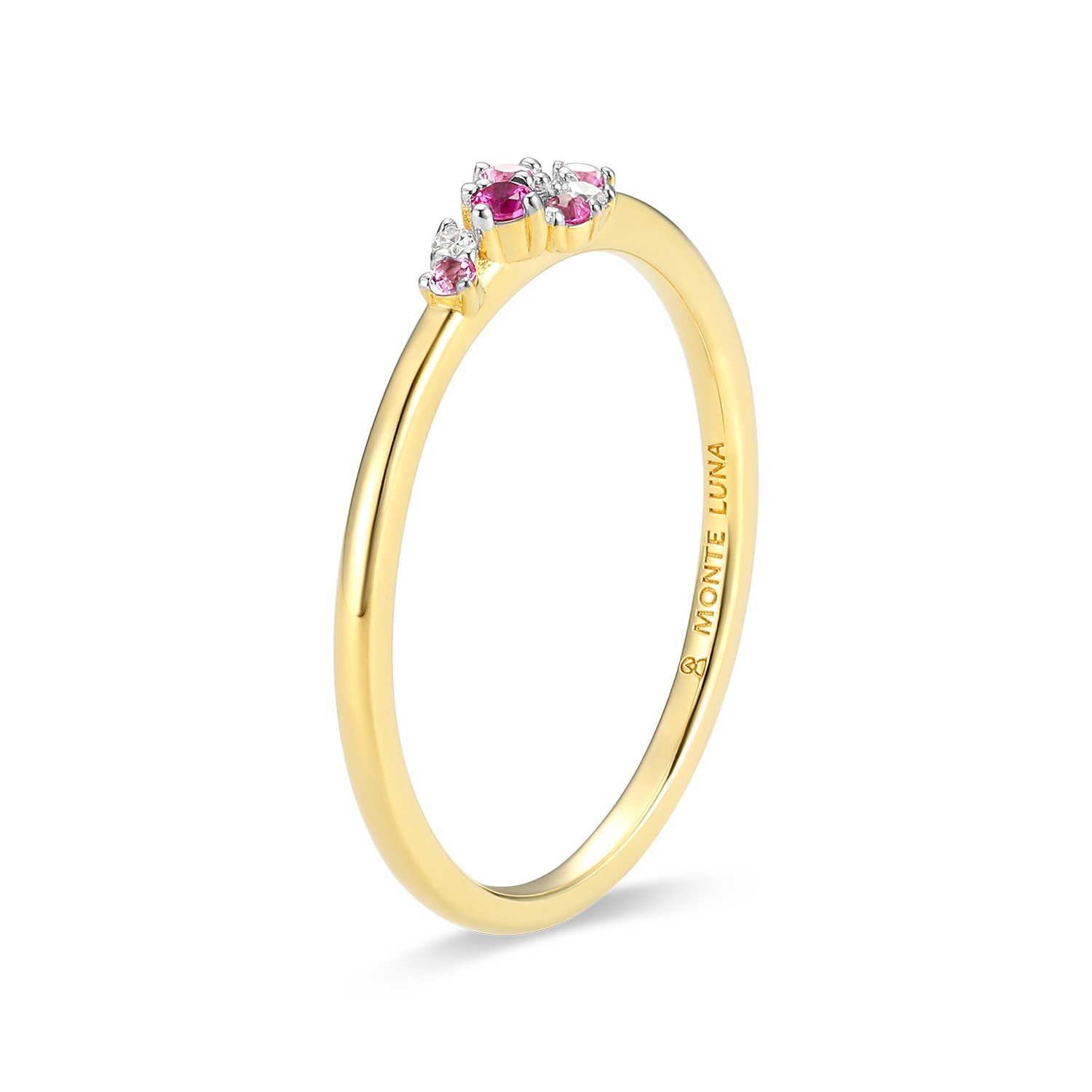 Scattered Ombre Lab-Created Ruby & Diamond Ring in 14K Gold & Rhodium-Plated Sterling Silver | M by Monte Luna