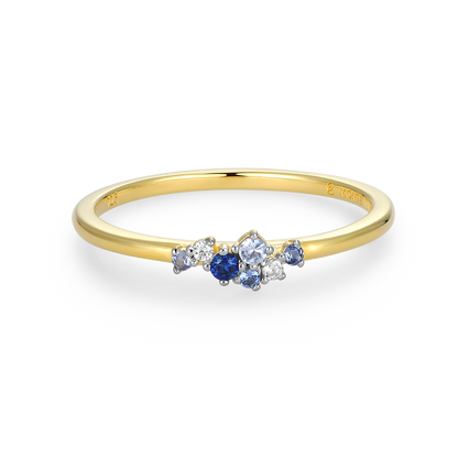 Scattered Ombre Lab-Created Sapphire & Diamond Ring in 14K Gold & Rhodium-Plated Sterling Silver | M by Monte Luna