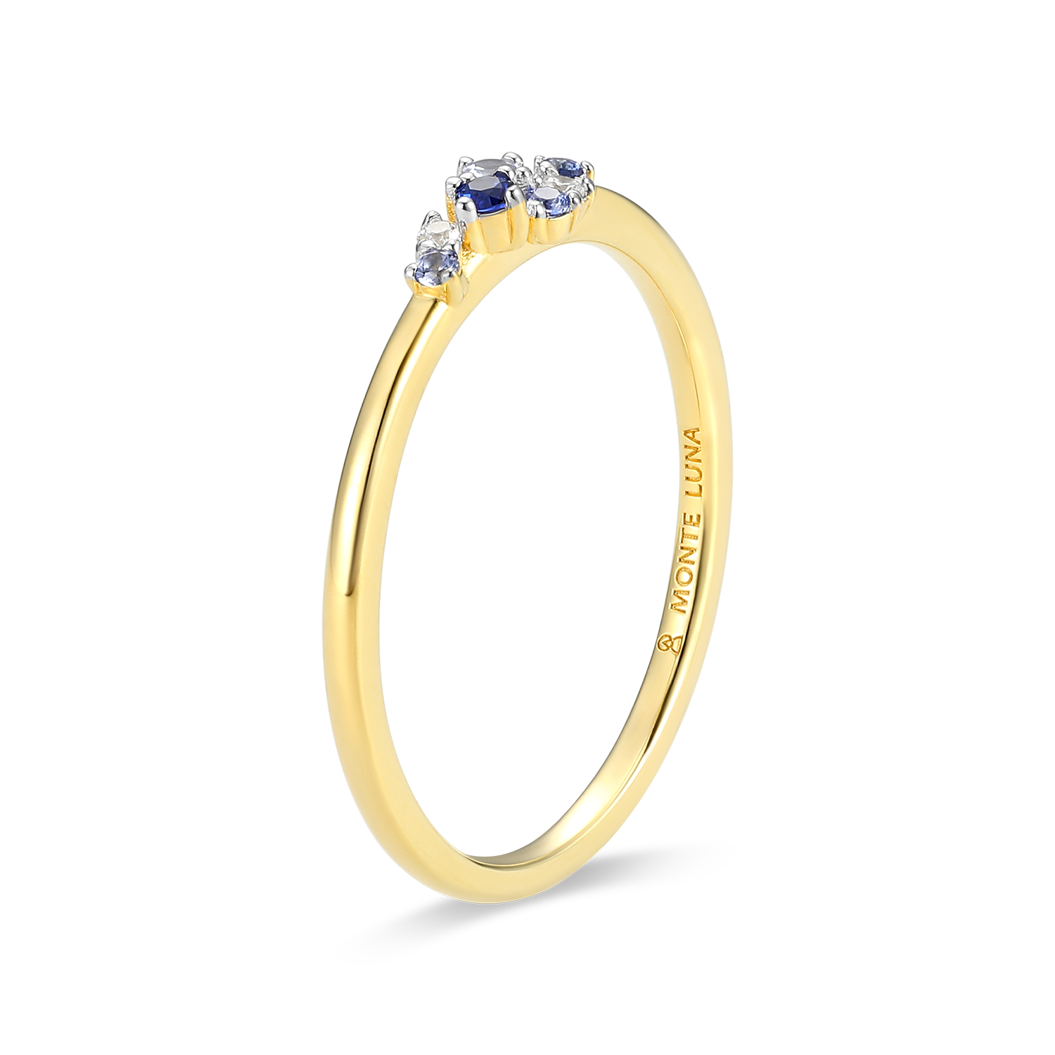 Scattered Ombre Lab-Created Sapphire & Diamond Ring in 14K Gold & Rhodium-Plated Sterling Silver | M by Monte Luna