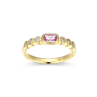 BR0253Y - Lab-Created Pink Sapphire & Lab-Created Diamond Ring | m by monte luna