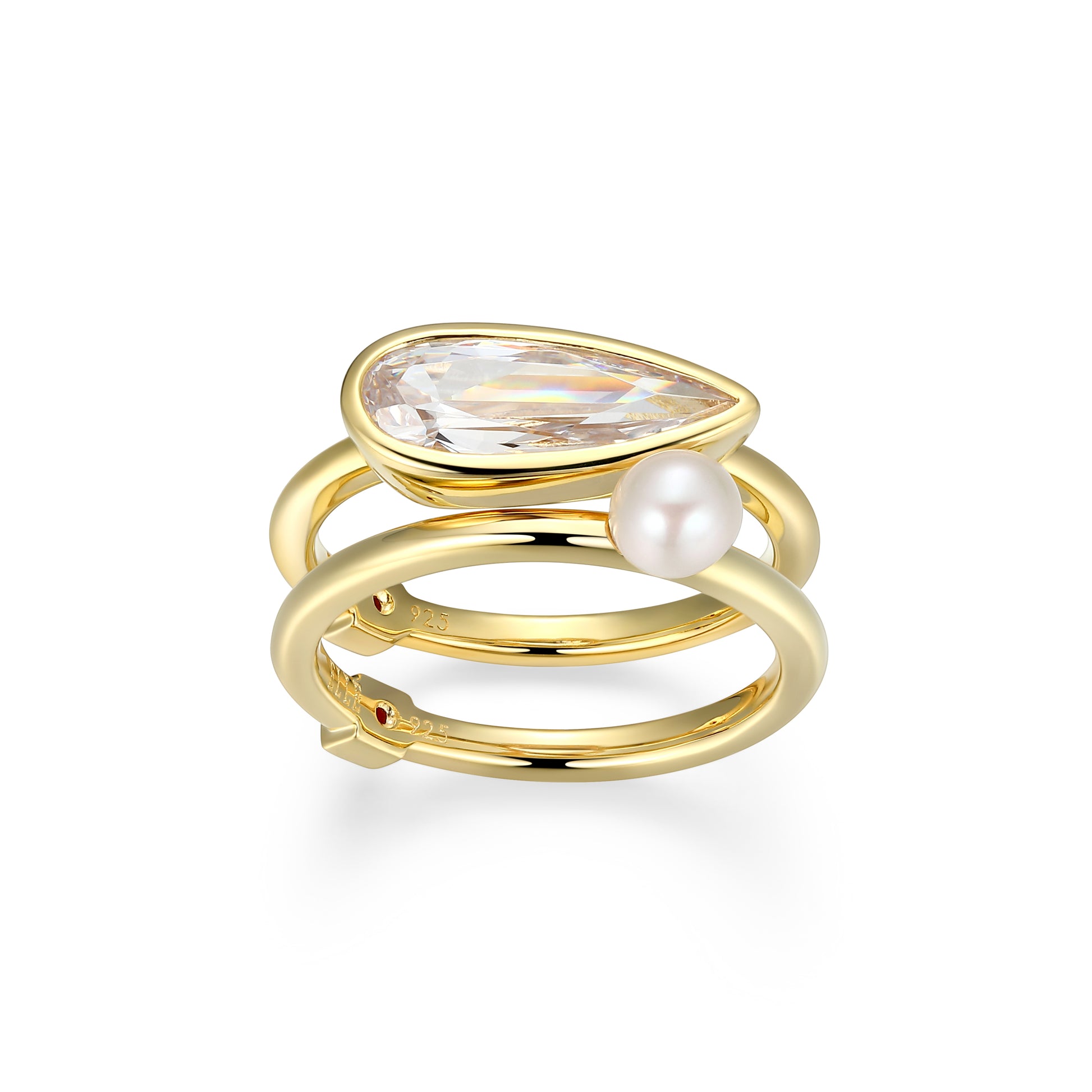 LR02896 - Lustre Freshwater Pearl Ring Set | elle