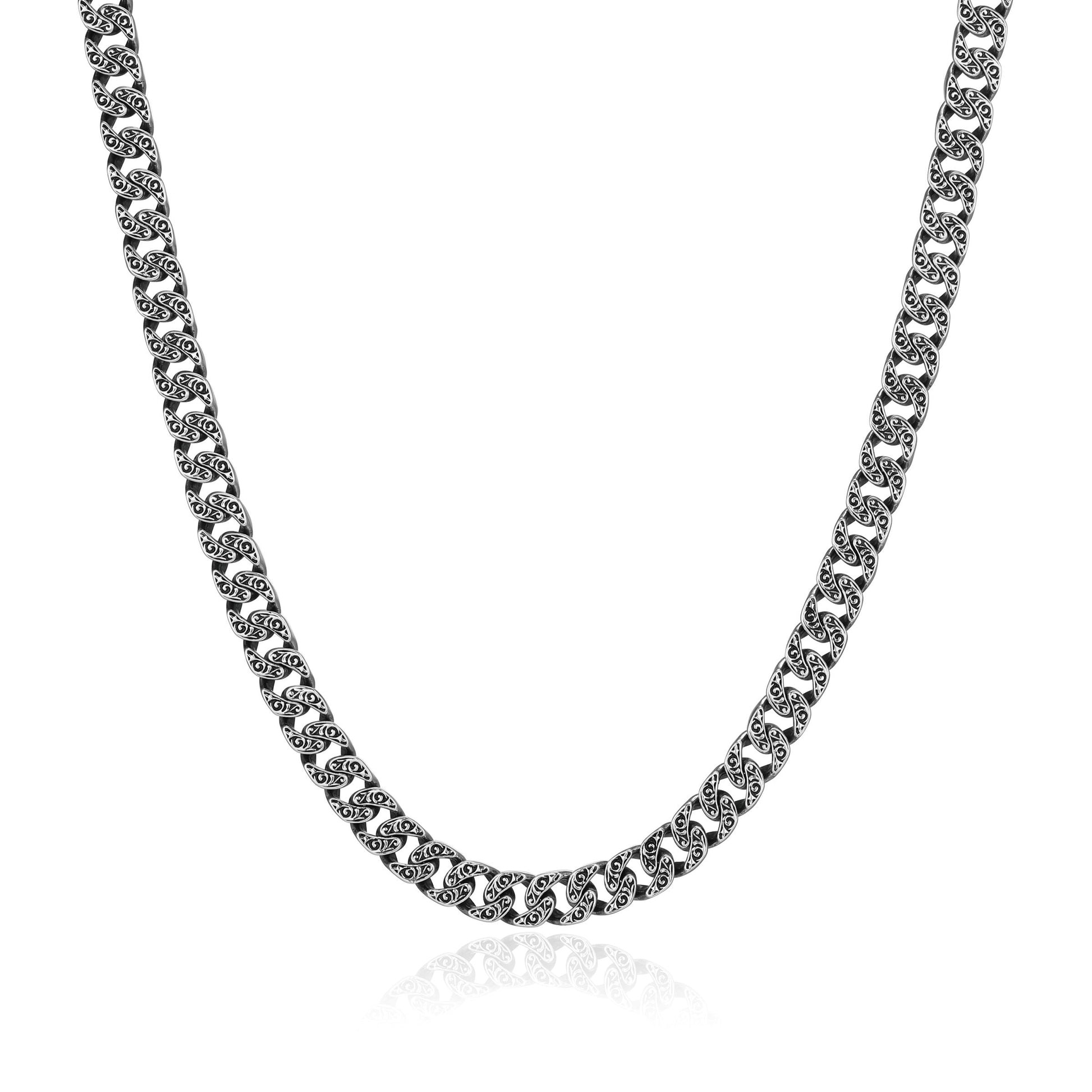 Chisel Classic Cuban Link Chain Necklace in Oxidized Rhodium-Plated Sterling Silver | ethos