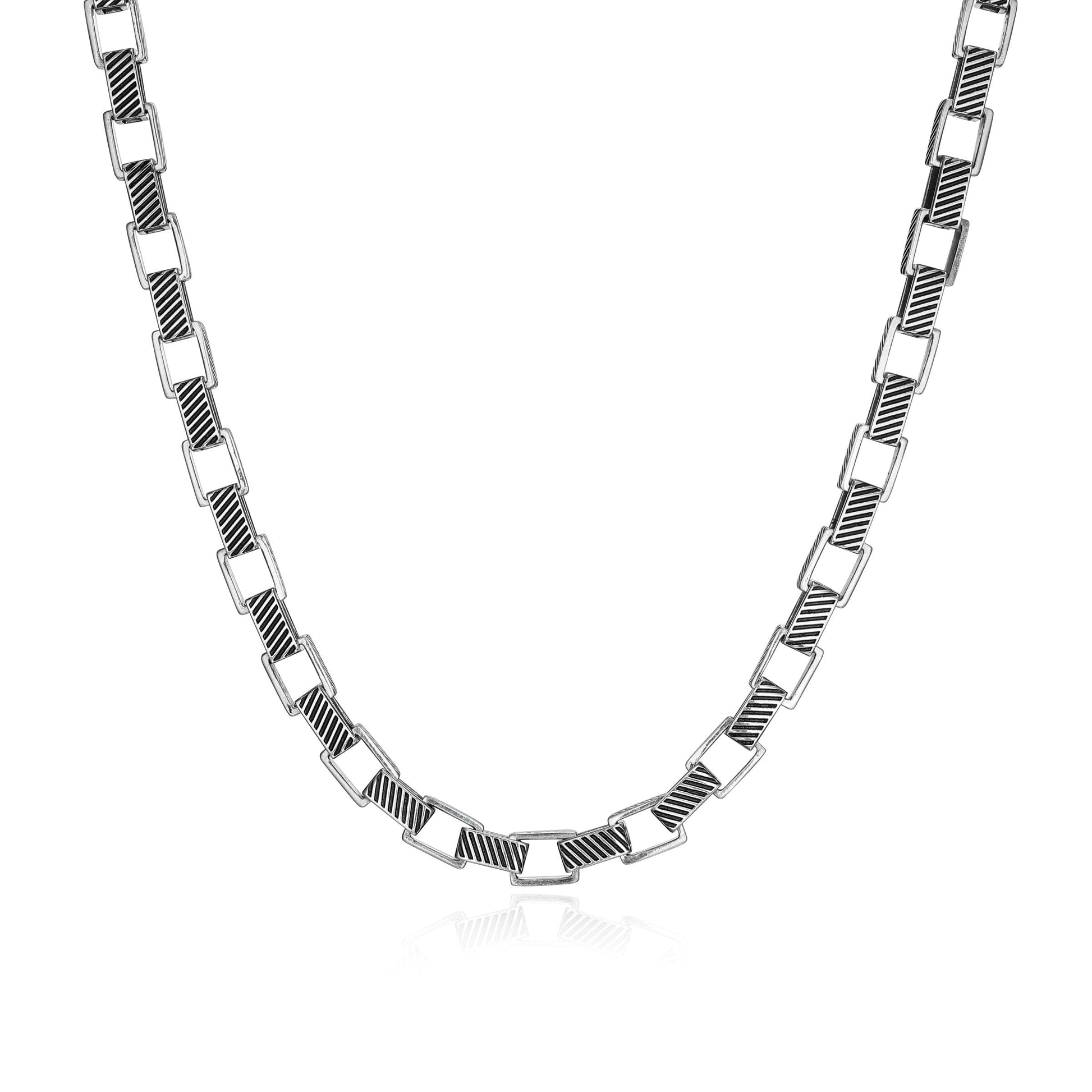Ridge Infinity Box Chain Necklace in Oxidized Rhodium-Plated Sterling Silver | ethos
