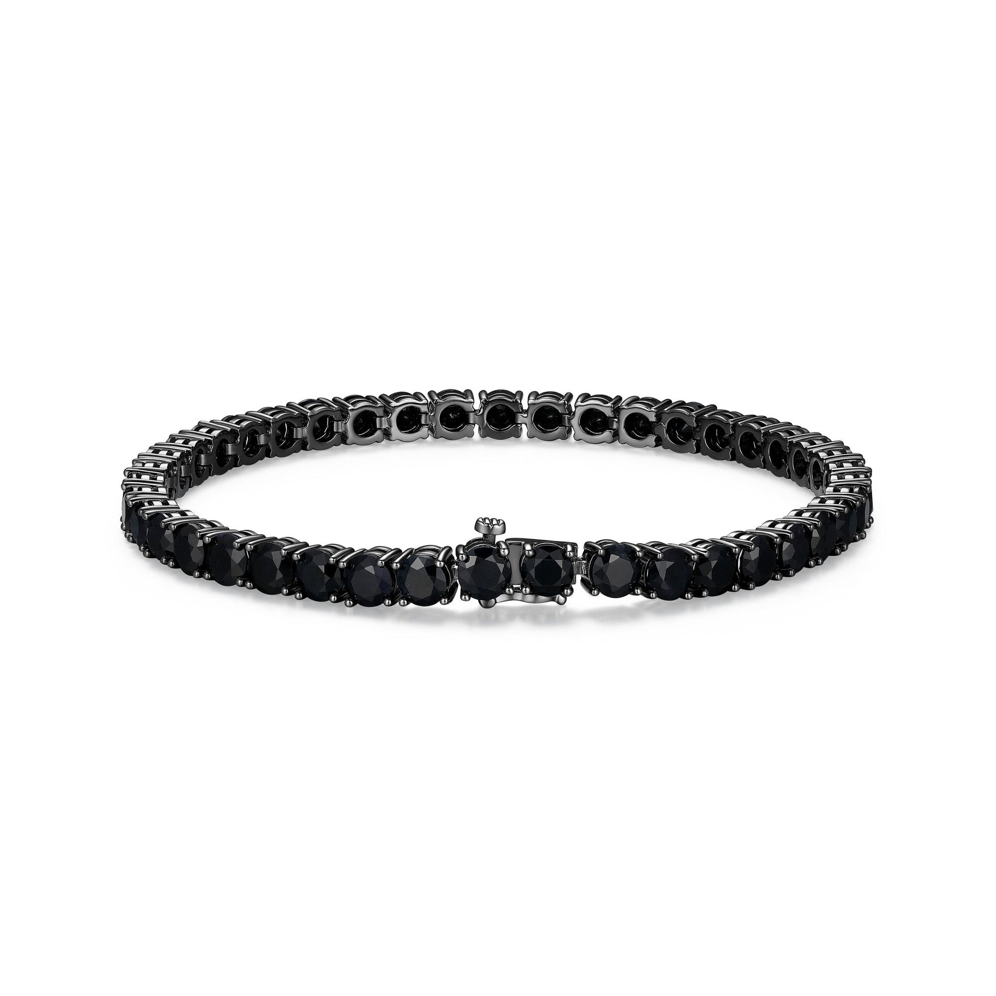 Basic Gunmetal Sterling Silver and Black Sapphire Bracelet - UB24B | ethos