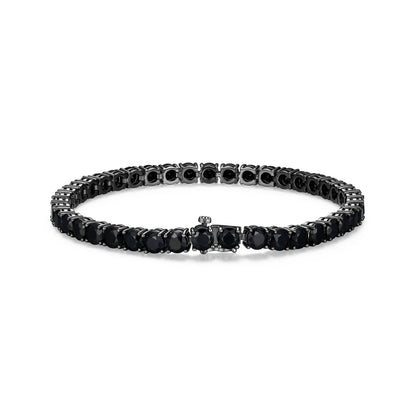 Basic Gunmetal Sterling Silver and Black Sapphire Bracelet - UB24B | ethos