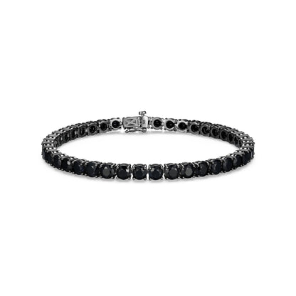 Basic Gunmetal Sterling Silver and Black Sapphire Bracelet - UB24B | ethos