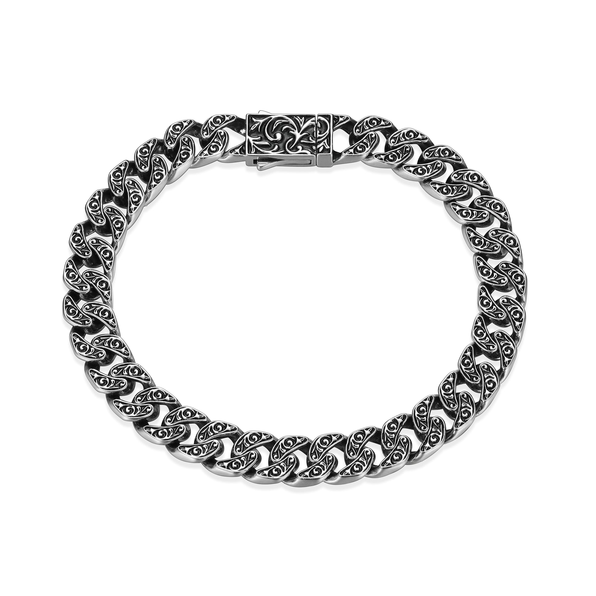 Chisel Classic Cuban Link Chain Bracelet in Oxidized Rhodium-Plated Sterling Silver | ethos