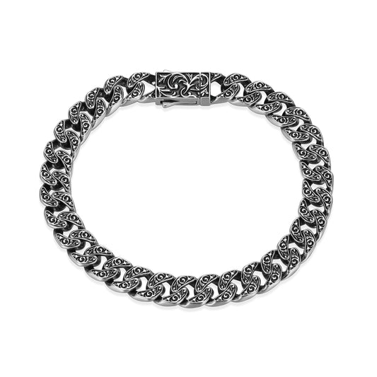 Chisel Classic Cuban Link Chain Bracelet in Oxidized Rhodium-Plated Sterling Silver | ethos