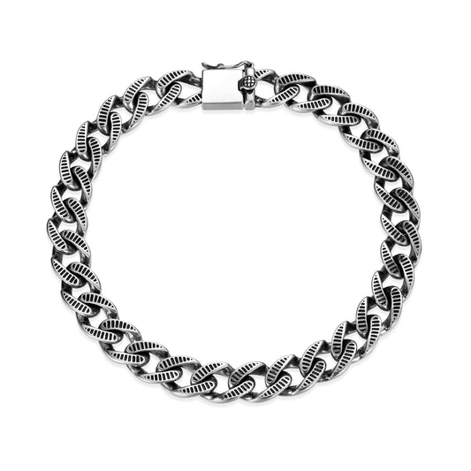 Ridge Infinity Cuban Chain Bracelet in Oxidized Rhodium-Plated Sterling Silver | ethos