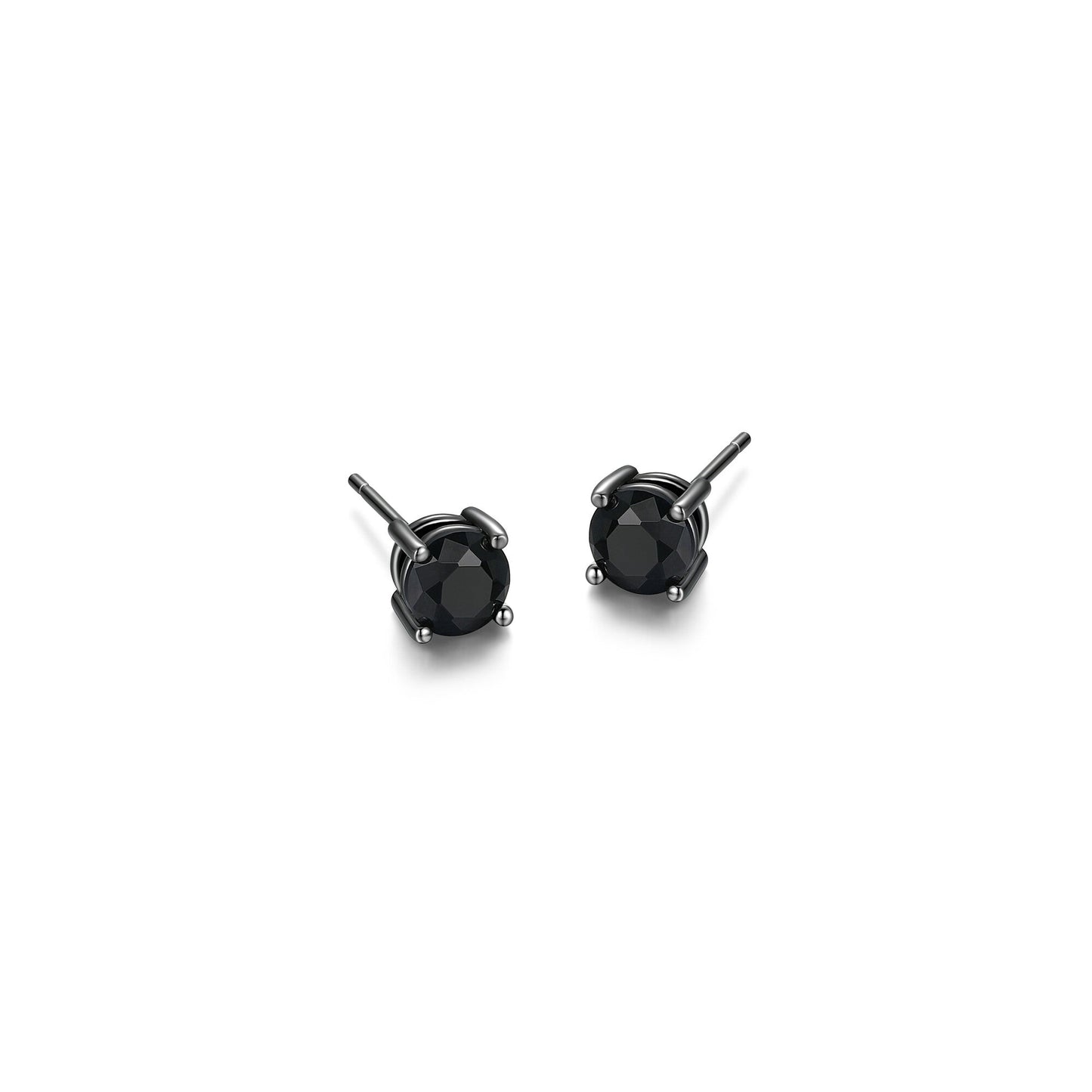 Basic Gunmetal Sterling Silver and Black Sapphire Stud Earrings - UE24B | ethos