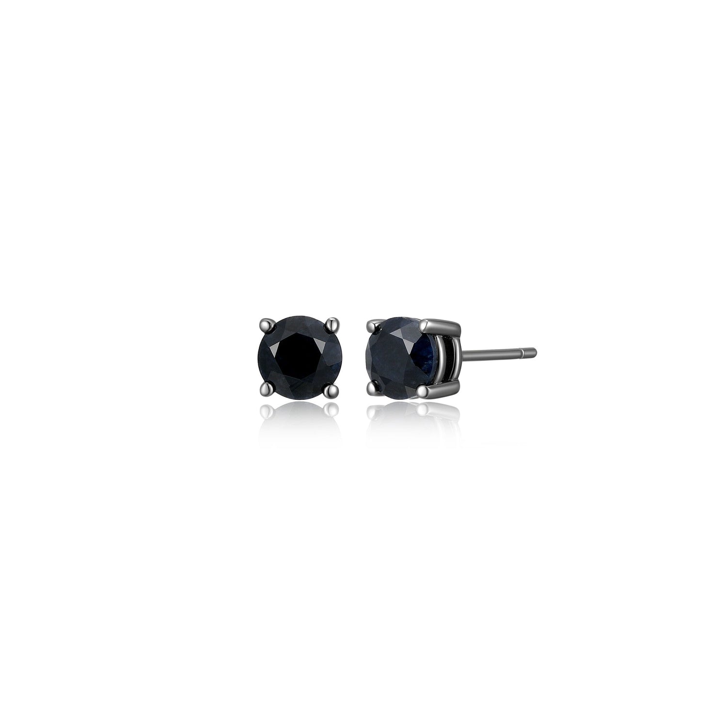 Basic Gunmetal Sterling Silver and Black Sapphire Stud Earrings - UE24B | ethos