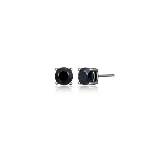 Basic Gunmetal Sterling Silver and Black Sapphire Stud Earrings - UE24B | ethos