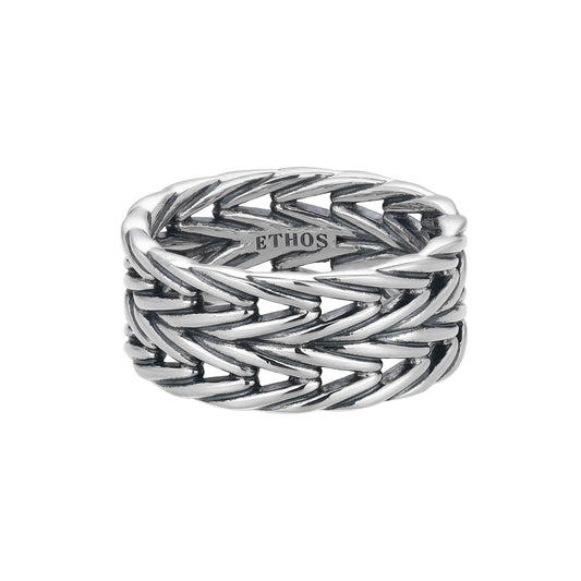 UR0116 - Double Oxidized Foxtail Chain Ring | ethos