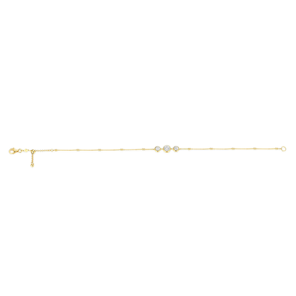 Trio Bezel-Set Lab-Created Diamond Beaded Bolo Anklet in 14K Yellow Gold-Plated Sterling Silver | M by Monte Luna