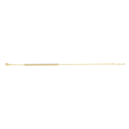 Mini Paperclip Chain & Bezel-Set Lab-Created Diamond Anklet in 14K Yellow Gold-Plated Sterling Silver | M by Monte Luna