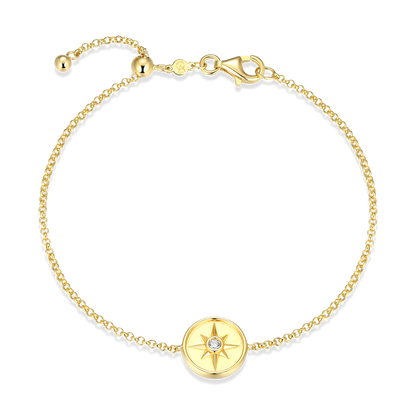 North Star Medallion Lab-Created Diamond Bolo Bracelet in 14K Yellow Gold-Plated Sterling Silver | M by Monte Luna