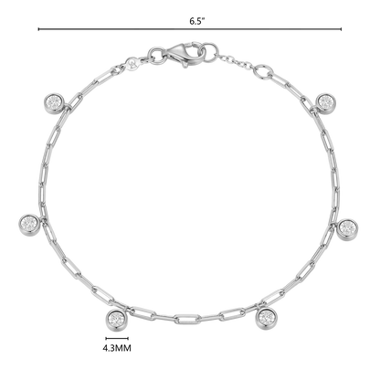 Dangle Station Lab-Created Diamond Mini Paperclip Bracelet in Rhodium-Plated Sterling Silver | M by Monte Luna