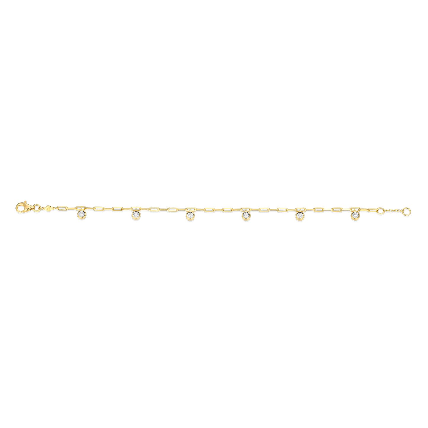 Dangle Station Lab-Created Diamond Mini Paperclip Bracelet in 14K Yellow Gold-Plated Sterling Silver | M by Monte Luna