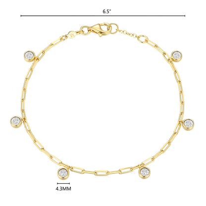 Dangle Station Lab-Created Diamond Mini Paperclip Bracelet in 14K Yellow Gold-Plated Sterling Silver | M by Monte Luna