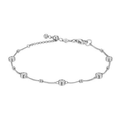 Bezel Station Lab-Created Diamond Beaded Bolo Bracelet in Rhodium-Plated Sterling Silver | M by Monte Luna