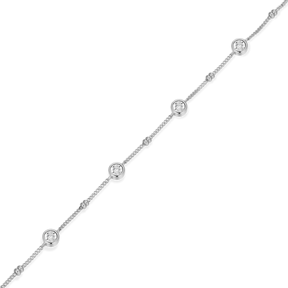 Bezel Station Lab-Created Diamond Beaded Bolo Bracelet in Rhodium-Plated Sterling Silver | M by Monte Luna