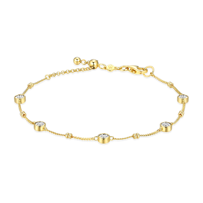 Bezel Station Lab-Created Diamond Beaded Bolo Bracelet in 14K Yellow Gold-Plated Sterling Silver | M by Monte Luna