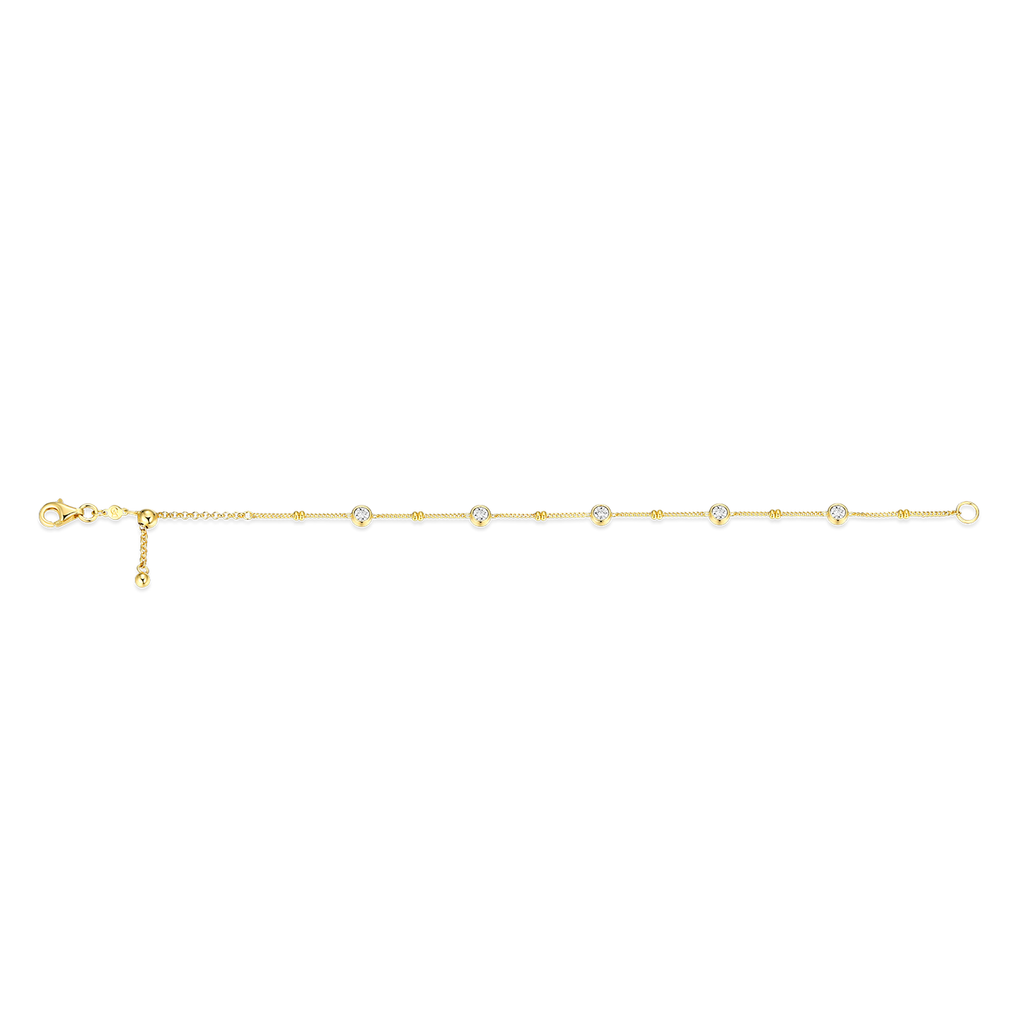 Bezel Station Lab-Created Diamond Beaded Bolo Bracelet in 14K Yellow Gold-Plated Sterling Silver | M by Monte Luna