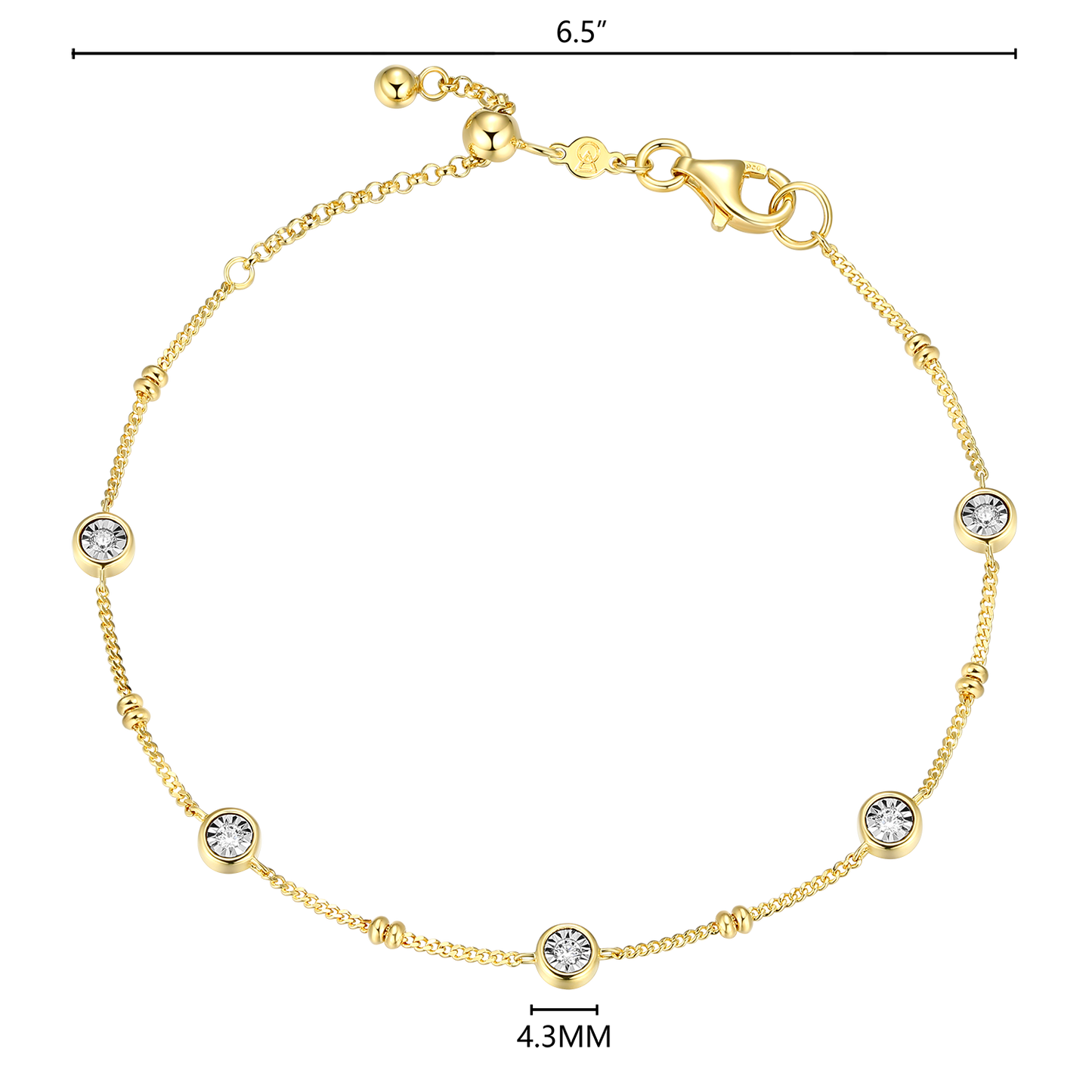 Bezel Station Lab-Created Diamond Beaded Bolo Bracelet in 14K Yellow Gold-Plated Sterling Silver | M by Monte Luna