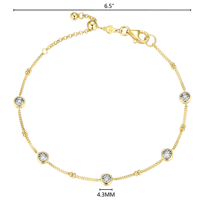 Bezel Station Lab-Created Diamond Beaded Bolo Bracelet in 14K Yellow Gold-Plated Sterling Silver | M by Monte Luna
