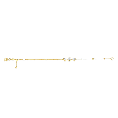 Trio Bezel-Set Lab-Created Diamond Beaded Bolo Bracelet in 14K Yellow Gold-Plated Sterling Silver | M by Monte Luna