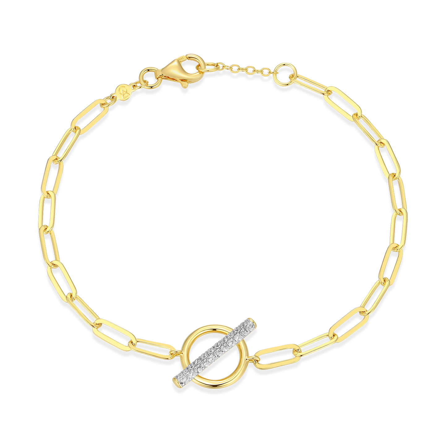 Lab-Created Diamond Toggle-Look Paperclip Bracelet in 14K Yellow Gold-Plated Sterling Silver | M by Monte Luna