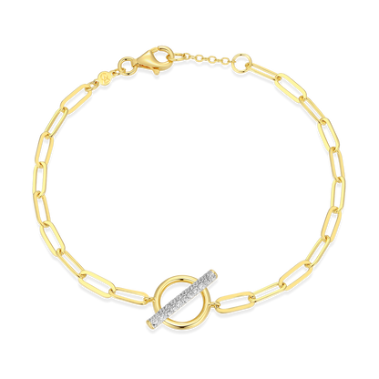 Lab-Created Diamond Toggle-Look Paperclip Bracelet in 14K Yellow Gold-Plated Sterling Silver | M by Monte Luna