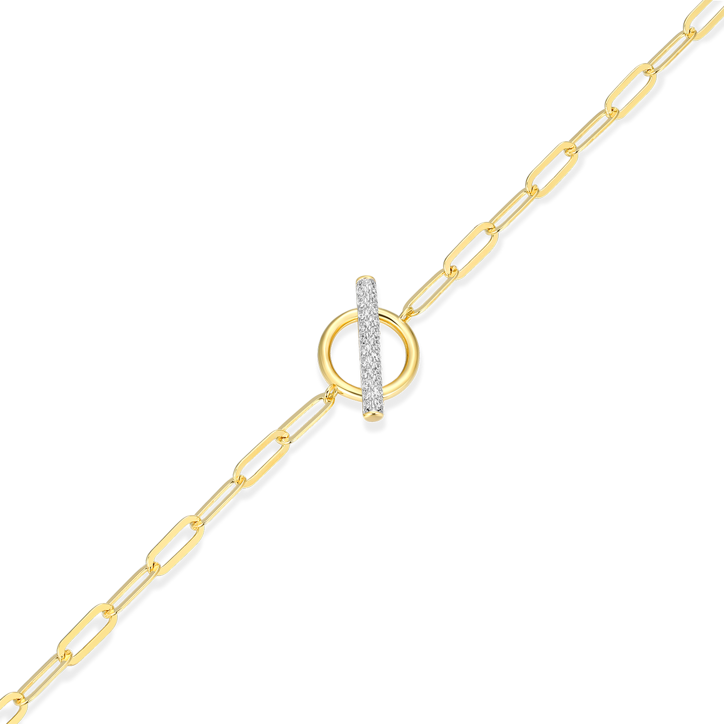 Lab-Created Diamond Toggle-Look Paperclip Bracelet in 14K Yellow Gold-Plated Sterling Silver | M by Monte Luna