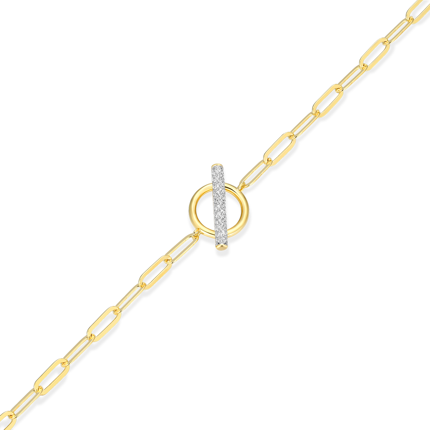 Lab-Created Diamond Toggle-Look Paperclip Bracelet in 14K Yellow Gold-Plated Sterling Silver | M by Monte Luna