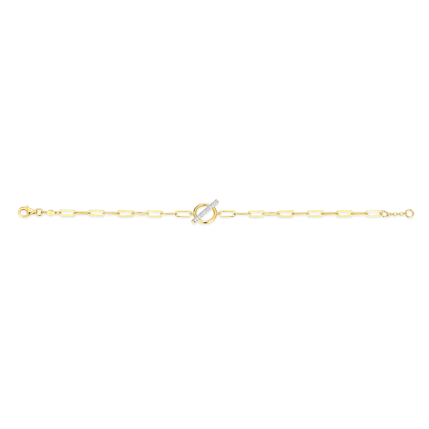 Lab-Created Diamond Toggle-Look Paperclip Bracelet in 14K Yellow Gold-Plated Sterling Silver | M by Monte Luna
