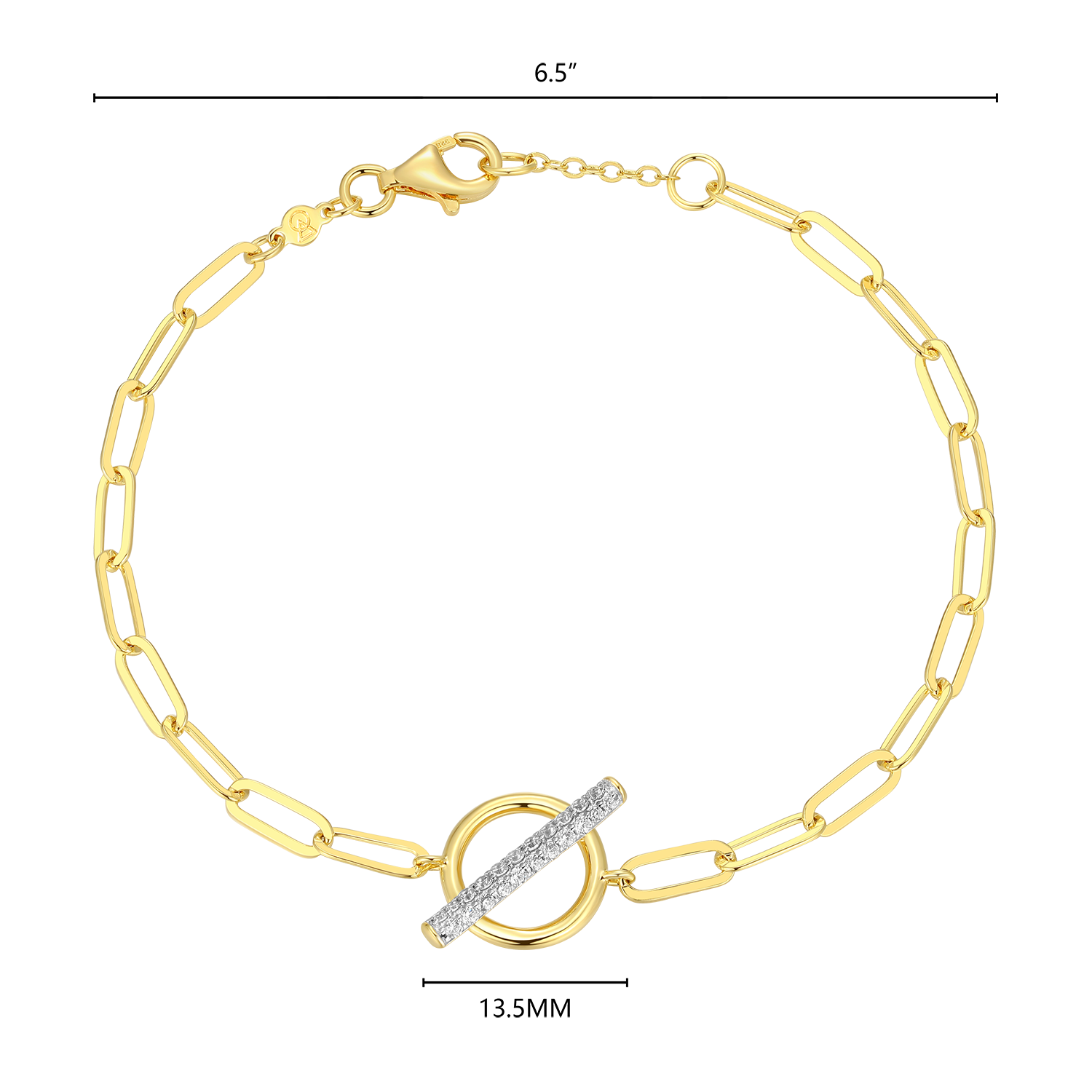 Lab-Created Diamond Toggle-Look Paperclip Bracelet in 14K Yellow Gold-Plated Sterling Silver | M by Monte Luna