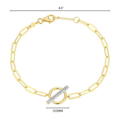 Lab-Created Diamond Toggle-Look Paperclip Bracelet in 14K Yellow Gold-Plated Sterling Silver | M by Monte Luna