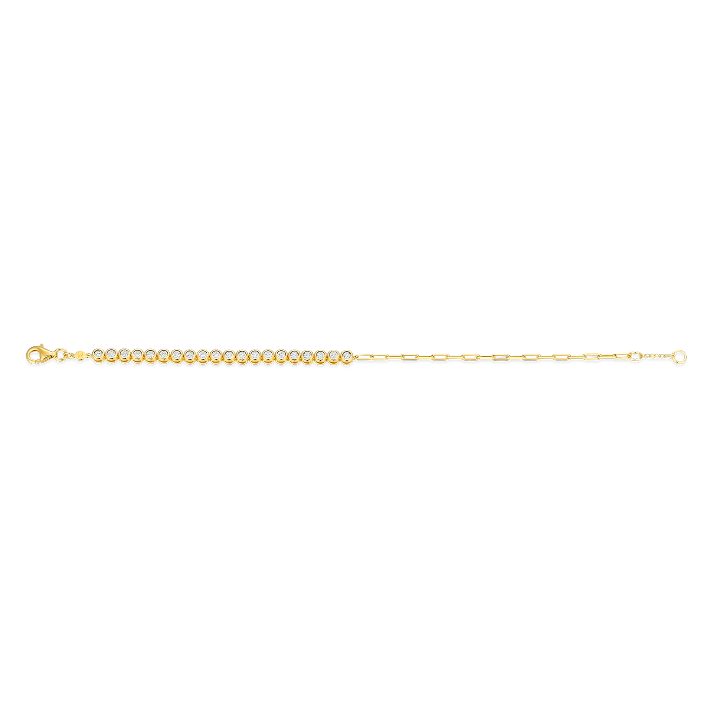 Mini Paperclip Chain & Bezel-Set Lab-Created Diamond Bracelet in 14K Yellow Gold-Plated Sterling Silver | M by Monte Luna