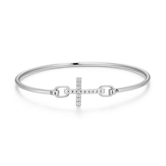 Cross Lab-Created Diamond Flex Bangle in Rhodium-Plated Sterling Silver | M by Monte Luna