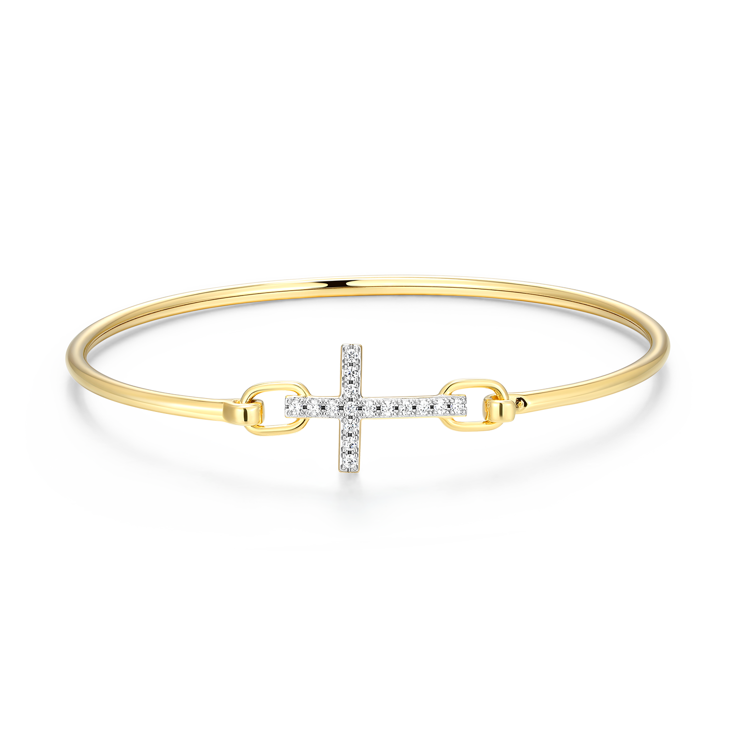 Cross Lab-Created Diamond Flex Bangle in 14K Yellow Gold-Plated Sterling Silver | M by Monte Luna