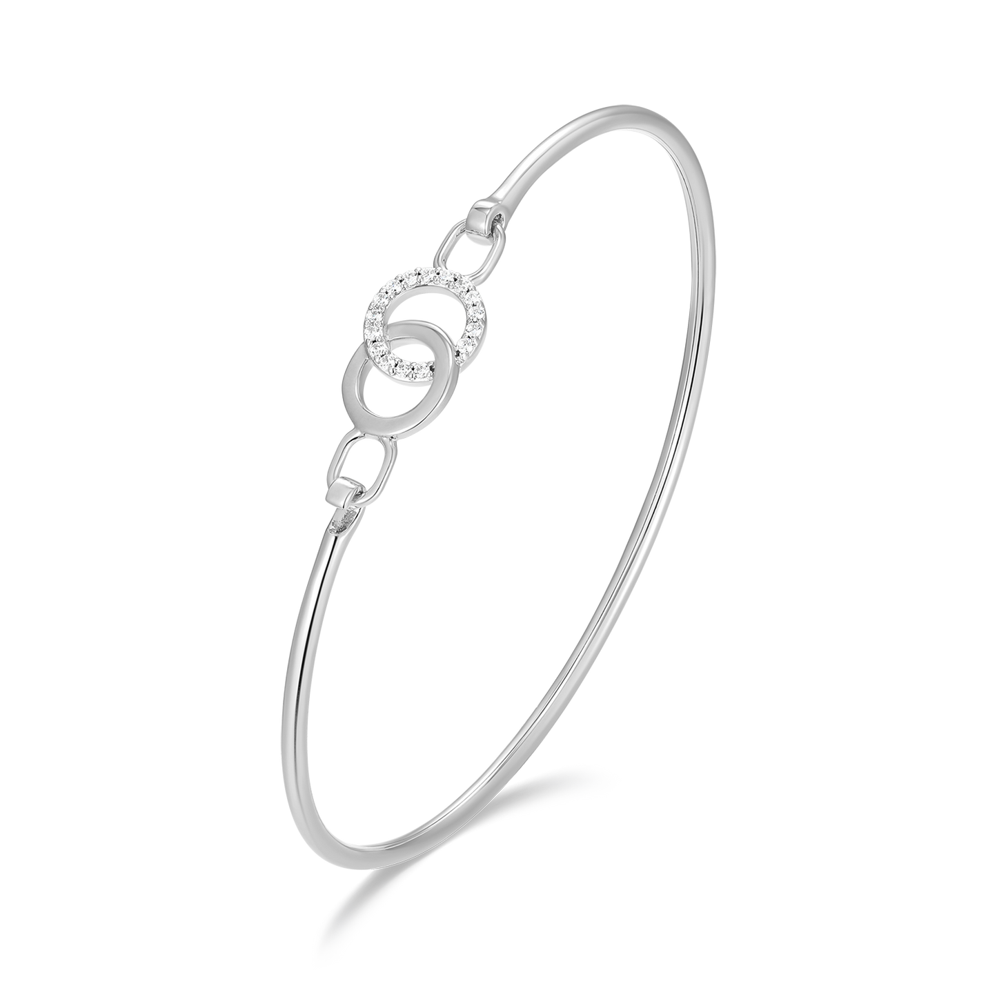 Twin Circle Lab-Created Diamond Flex Bangle in Rhodium-Plated Sterling Silver | M by Monte Luna