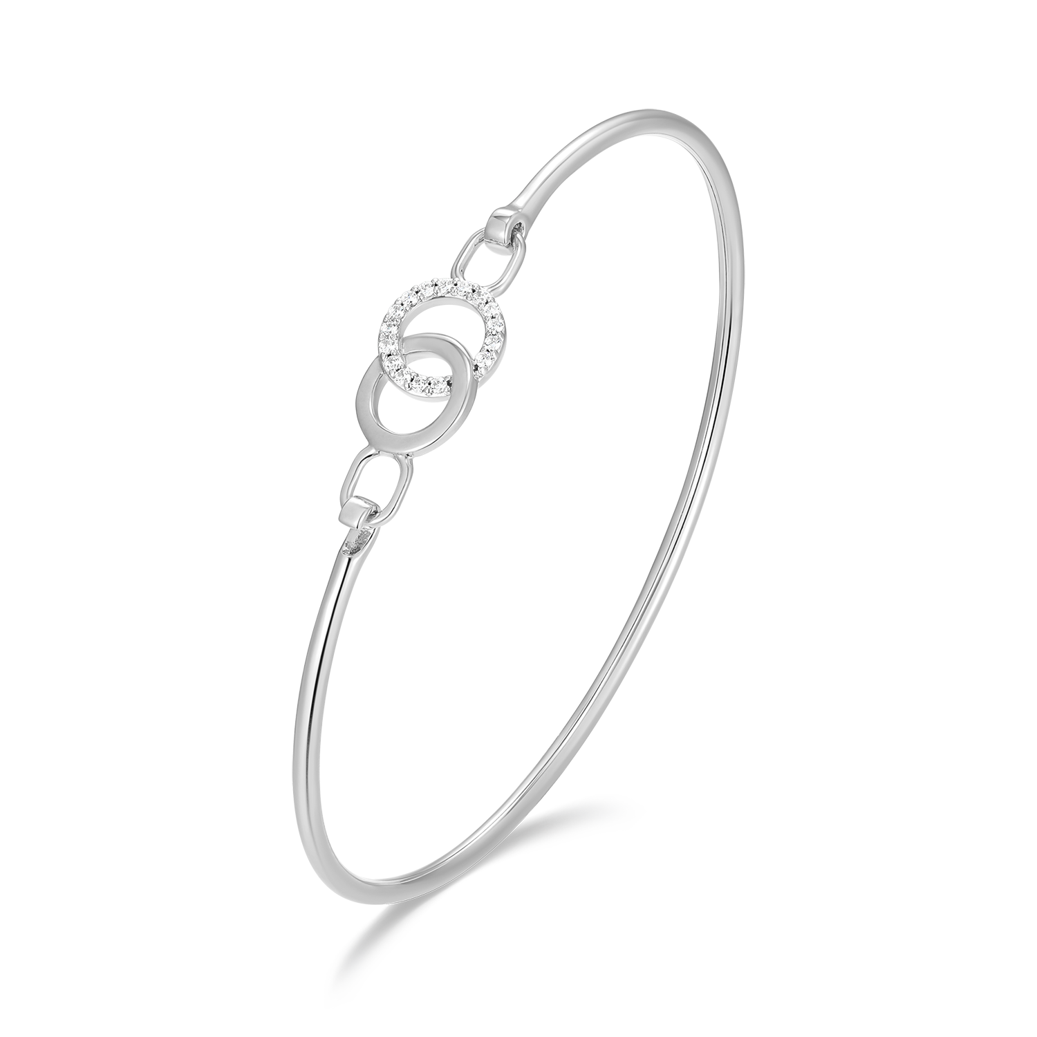 Twin Circle Lab-Created Diamond Flex Bangle in Rhodium-Plated Sterling Silver | M by Monte Luna