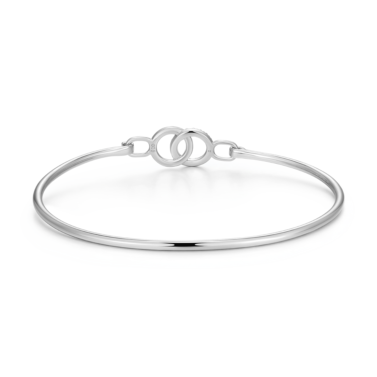 Twin Circle Lab-Created Diamond Flex Bangle in Rhodium-Plated Sterling Silver | M by Monte Luna