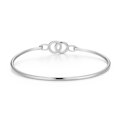 Twin Circle Lab-Created Diamond Flex Bangle in Rhodium-Plated Sterling Silver | M by Monte Luna