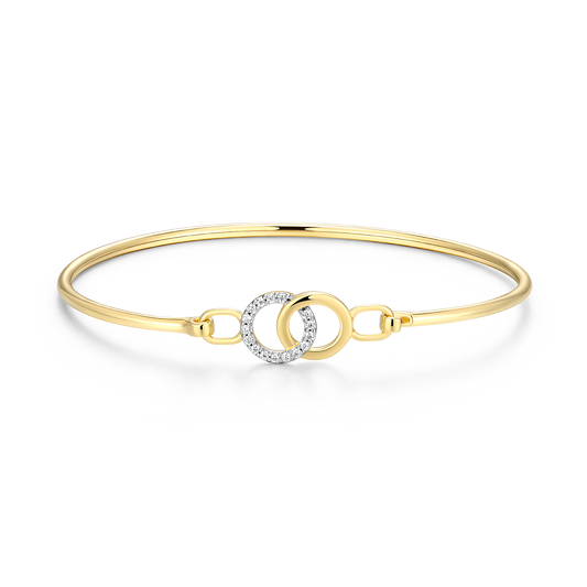 Twin Circle Lab-Created Diamond Flex Bangle in 14K Yellow Gold-Plated Sterling Silver | M by Monte Luna