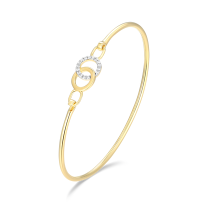 Twin Circle Lab-Created Diamond Flex Bangle in 14K Yellow Gold-Plated Sterling Silver | M by Monte Luna