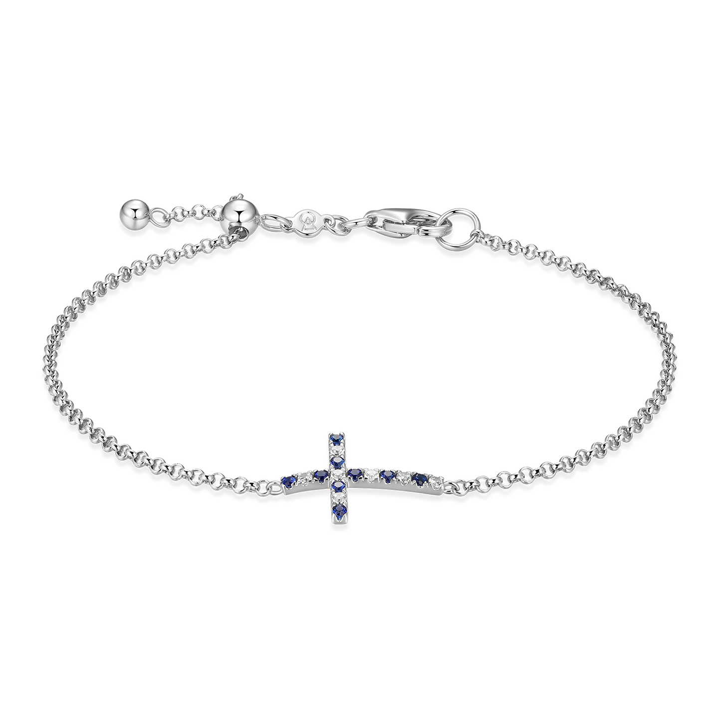 Cross Lab-Created Sapphire & Diamond Bolo Bracelet in Rhodium-Plated Sterling Silver | M by Monte Luna
